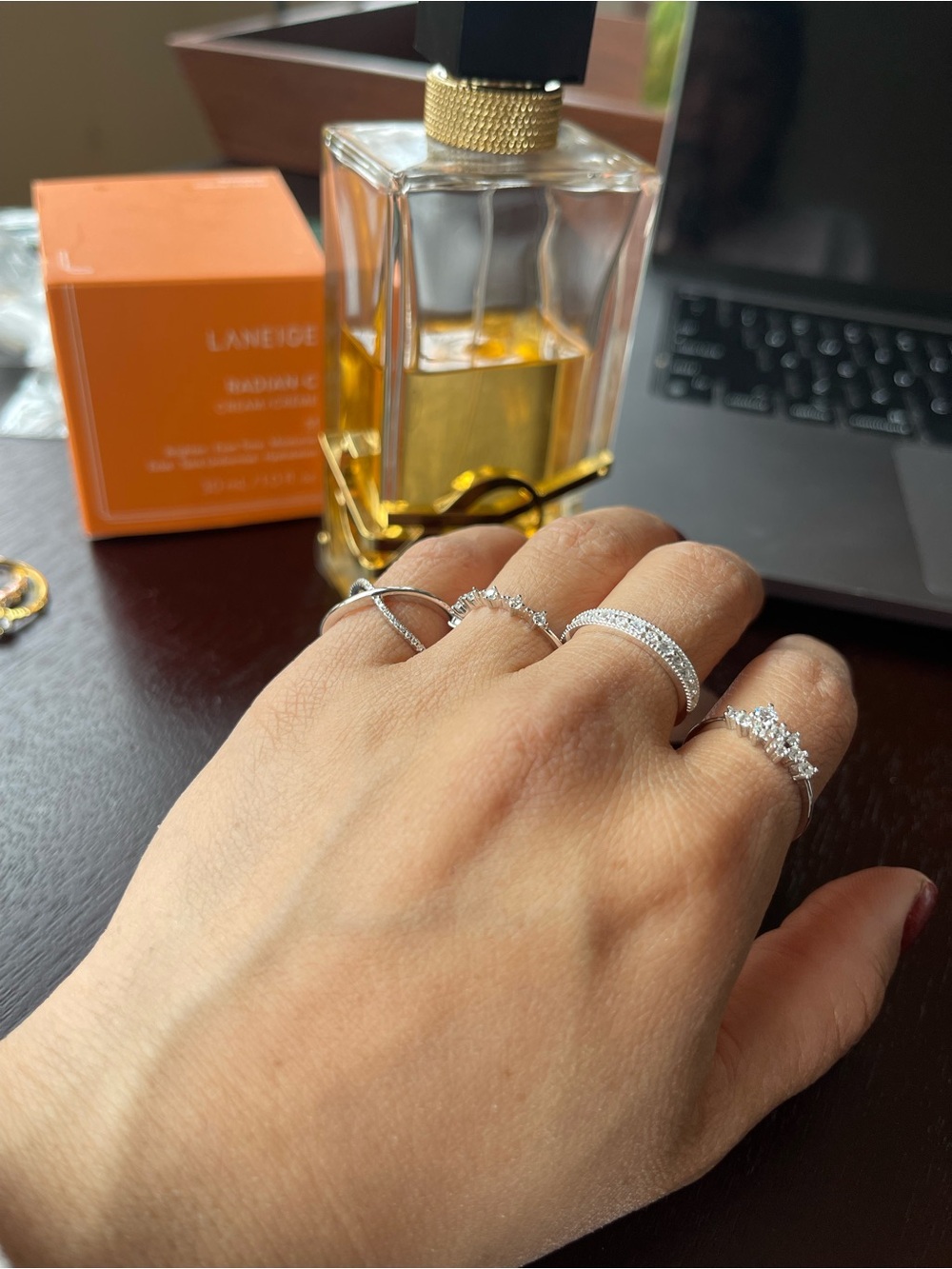 Boutique 9 Silver CZ Stackable Ring Set with Clear Stones